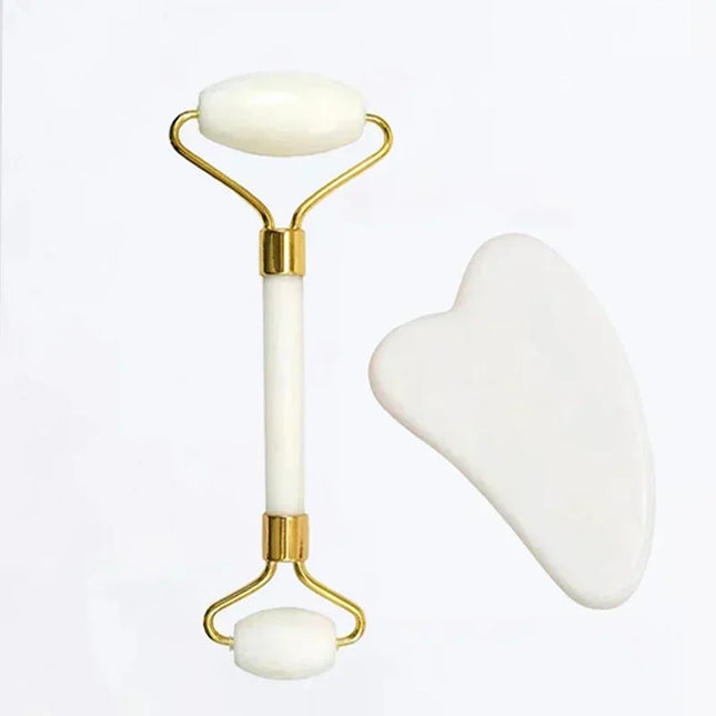 Natural Jade Roller & Gua Sha Set – Face, Neck & Body Massage Tool for Lifting, Firming & Eye Care