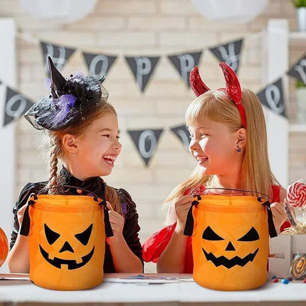 LED Halloween Trick-or-Treat Bucket – Pumpkin Candy Bag with Light
