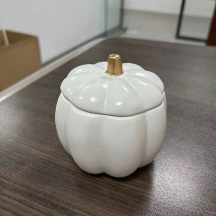 Ceramic Pumpkin Candle Jar with Lid Fall and Halloween Decorative Soy Candle