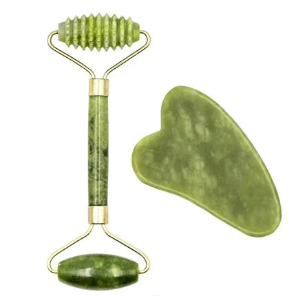 Natural Jade Roller & Gua Sha Set – Face, Neck & Body Massage Tool for Lifting, Firming & Eye Care