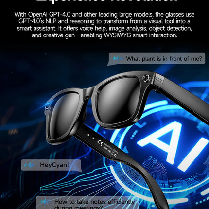 AI Smart Glasses with 8MP Camera Bluetooth Calling WiFi Transfer, Chat Gpt, & Voice Assistant