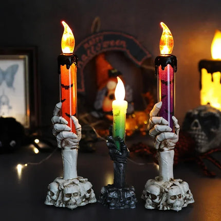 Halloween Skeleton Hand Candle | Spooky LED Flickering Candle Lights