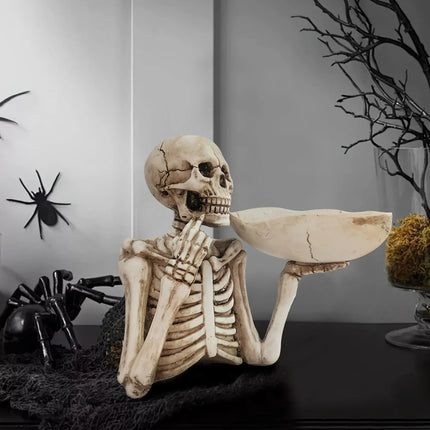 Halloween Skeleton Snack Bowl Creepy Candy Dish and Decorative Serving Tray