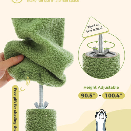 Cactus Cat Tree Floor to Ceiling Cat Tower – Adjustable Climbing, Scratching & Lounging Playhouse