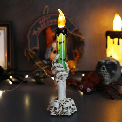 Halloween Skeleton Hand Candle | Spooky LED Flickering Candle Lights