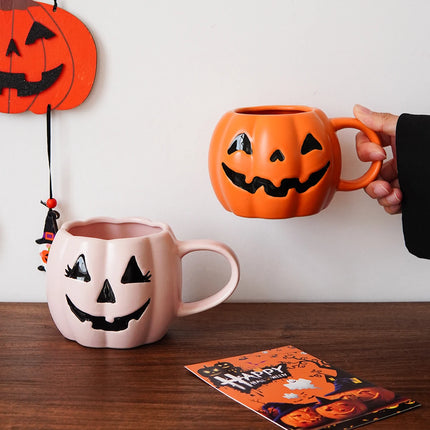 Halloween Pumpkin Mugs | Jack O Lantern Coffee and Tea Cups for Fall and Spooky Season
