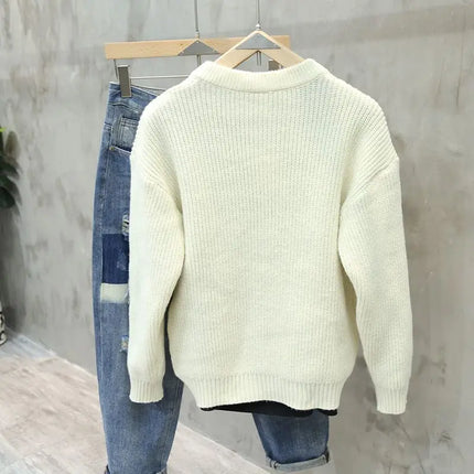 Men’s Half Button Knitted Sweater with Chest Pocket Warm Casual Winter Pullover