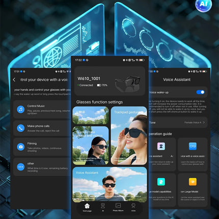 AI Smart Glasses with 8MP Camera Bluetooth Calling WiFi Transfer, Chat Gpt, & Voice Assistant