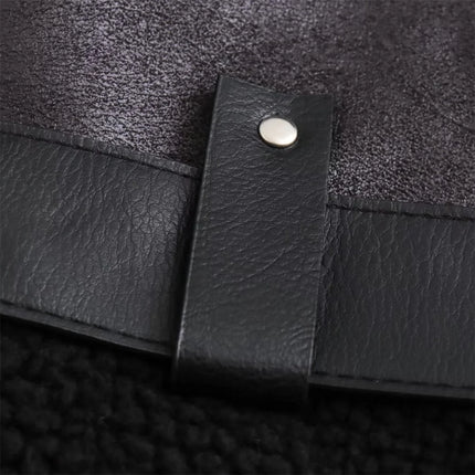 Women’s Faux Leather Shearling Jacket Warm Winter Biker Coat with Belt