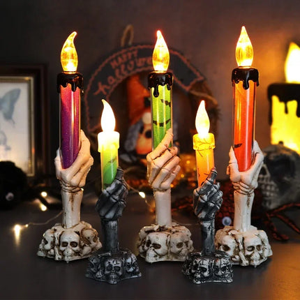 Halloween Skeleton Hand Candle | Spooky LED Flickering Candle Lights