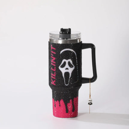 Horror Rhinestone Tumbler Cup – Ghost Face Bling Mug | Halloween Drinkware