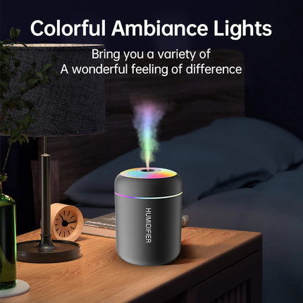 180ML Mini Air Humidifier – USB Essential Oil Diffuser with LED Lights for Car, Home & Bedroom
