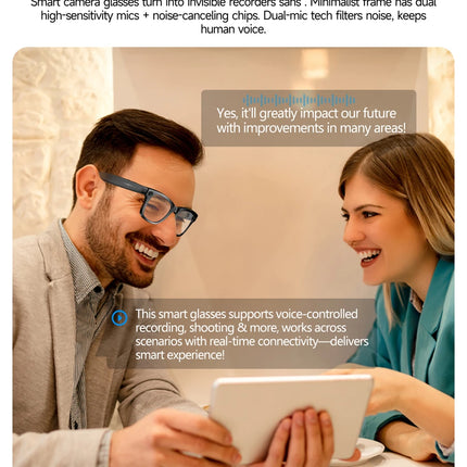 AI Smart Glasses with 8MP Camera Bluetooth Calling WiFi Transfer, Chat Gpt, & Voice Assistant