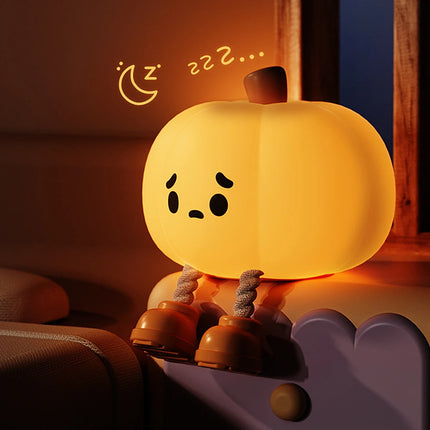 Cute Pumpkin Night Light – Soft LED Bedside Lamp for Halloween Décor