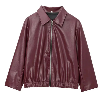 Maroon leather jacket on a white background