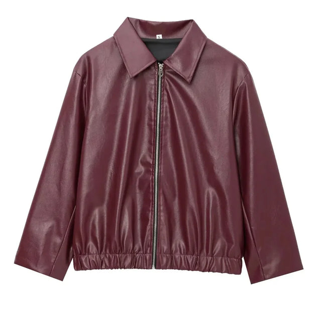 Maroon leather jacket on a white background