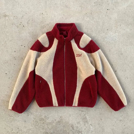 Men’s Abstract Fleece Zip Jacket | Warm Winter Streetwear Jacket