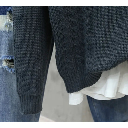 Men’s Half Button Knitted Sweater with Chest Pocket Warm Casual Winter Pullover