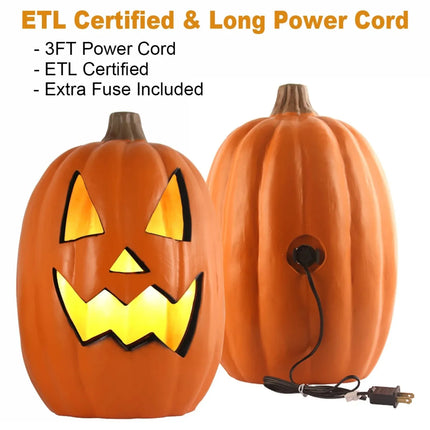 Lighted Halloween Jack-O’-Lantern Pumpkin | Illuminated Indoor & Outdoor Halloween Decoration