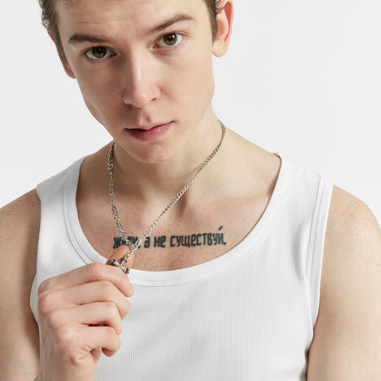 men’s ribbed tank top, white sleeveless tee, streetwear muscle tank, gym workout tank, fitted cotton tank, urban fashion sleeveless shirt, breathable summer tank, layering tank top for men, 