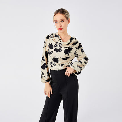 Floral print blouse
Women’s long sleeve top
Elegant cowl neck blouse
Office wear tops for women
Chic business casual outfit
Stylish work blouse
Fashionable women’s clothing
Classy floral top
Trendy women’s fashion