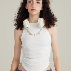 High-neck sleeveless top
Y2K fashion top
Ruched tank top
Vintage washed top
Trendy streetwear top
Minimalist aesthetic clothing
Casual chic sleeveless top
