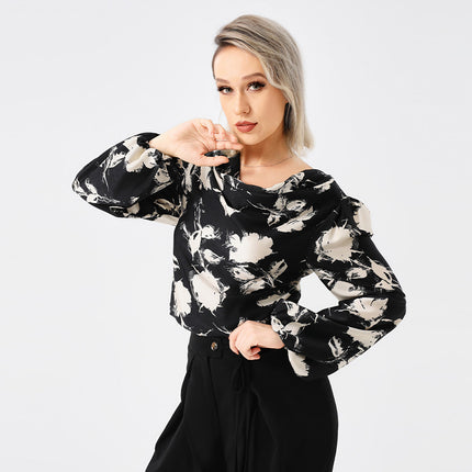Floral print blouse
Women’s long sleeve top
Elegant cowl neck blouse
Office wear tops for women
Chic business casual outfit
Stylish work blouse
Fashionable women’s clothing
Classy floral top
Trendy women’s fashion