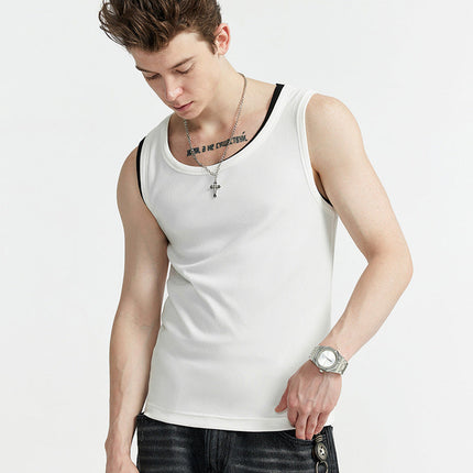 men’s ribbed tank top, black sleeveless tee, streetwear muscle tank, gym workout tank, fitted cotton tank, urban fashion sleeveless shirt, breathable summer tank, layering tank top for men, 