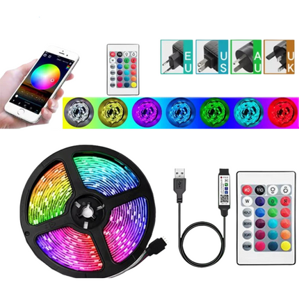 Bluetooth RGB LED Strip Light – 5M- 30M 5050 SMD with Controller & Power Adapter