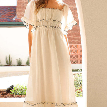 Boho maxi dress
Summer dress
Flowy dress
Casual chic outfit
Ruffle dress
Elegant maxi dress
Beach vacation dress
