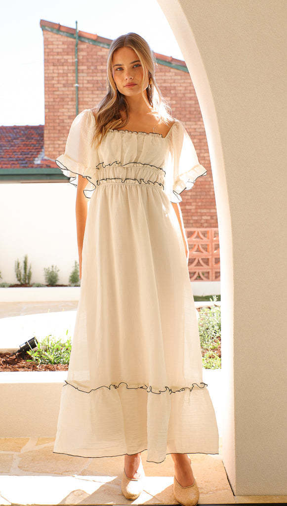 Boho maxi dress
Summer dress
Flowy dress
Casual chic outfit
Ruffle dress
Elegant maxi dress
Beach vacation dress
