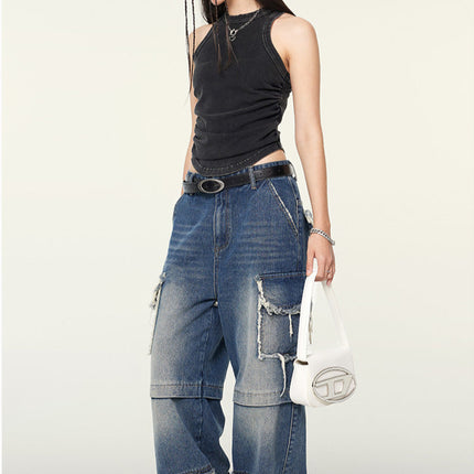 Women's sleeveless tops
Y2K fashion
Streetwear crop top
Ruched tank top
Vintage wash tank top
Edgy women's fashion
Trendy summer tops