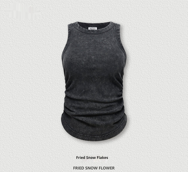 Top de tirantes fruncido esencial lavado: ropa urbana vintage sin mangas