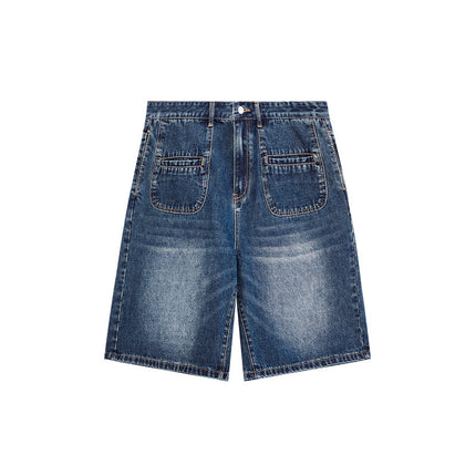 Shorts vaqueros retro rectos para hombre con bolsillos delanteros: clásicos y elegantes