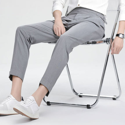 Men’s High-Waist Pleated Dress Pants – Vintage Tailored Fit for Business & Casual Wear