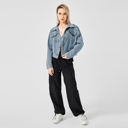 Chaqueta vaquera de manga larga con diseño para mujer, top de moda