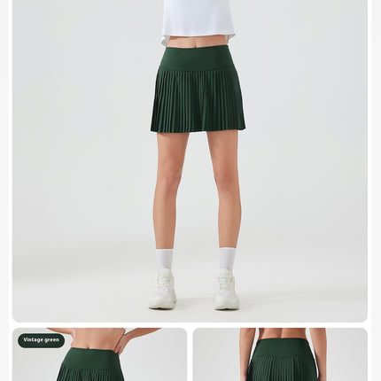 Pleated Active Skort for Women – Tennis Skirt with Built-In Shorts & Pockets