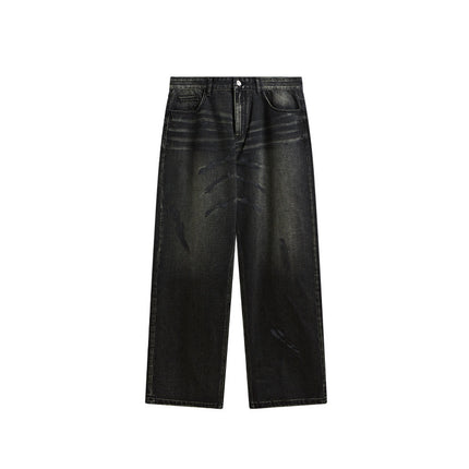 Vaqueros negros de pierna ancha para hombre: estilo urbano vintage lavado