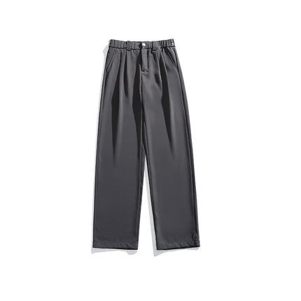 Pantalones plisados ​​de pierna ancha para hombre: pantalones holgados de cintura alta para uso informal y formal.