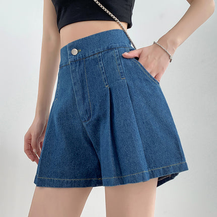 pleated denim shorts
denim shorts
high waisted shorts
casual shorts
jean shorts
wide leg shorts
trendy shorts
comfortable denim shorts
everyday denim shorts
fashionable pleated shorts
wide leg denim mini shorts