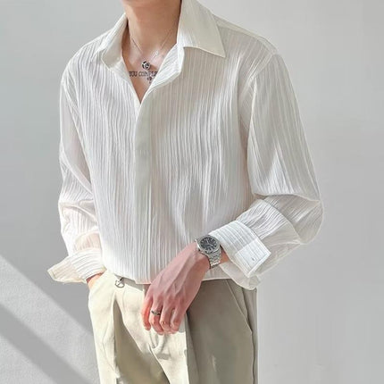 Camisa informal holgada de manga larga para hombre