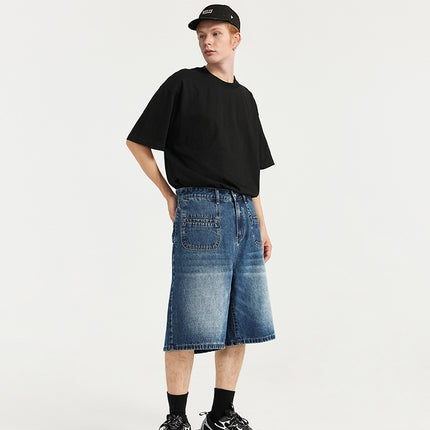 Shorts vaqueros retro rectos para hombre con bolsillos delanteros: clásicos y elegantes