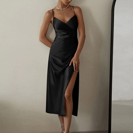 midi slip dress
strap midi dress
elegant dress
formal dress
evening dress
cocktail dress
chic dress
sophisticated midi dress
side slit midi dress
classic midi dress