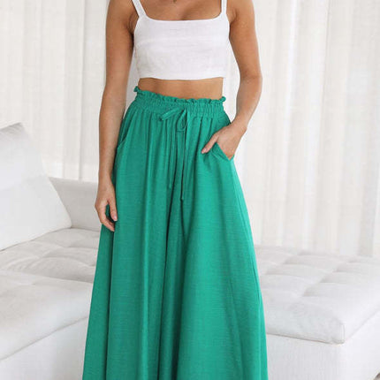 comfortable trousers
flowy pants
casual pants
summer pants
relaxed pants
elastic waist pants
drawstring wide leg palazzo pants
high waisted palazzo pants
wide leg lounge pants
comfortable wide leg trousers
flowy palazzo pants
casual wide leg pants