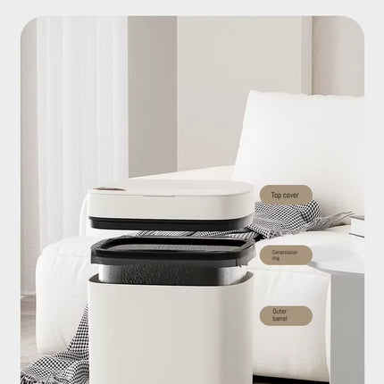 16L Smart Bathroom Trash Can White Non-Contact Narrow Smart Sensor Trash Can Smart Home Automatic Bagging Electronic Trash Can