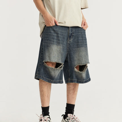Shorts holgados retro rotos de estilo urbano: estilo moderno y cómodo