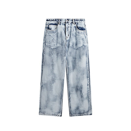 Vaqueros holgados lavados vintage para hombre: vaqueros retro de pierna ancha