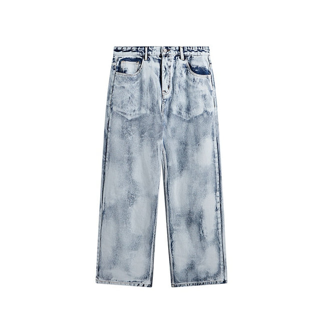 Vaqueros holgados lavados vintage para hombre: vaqueros retro de pierna ancha