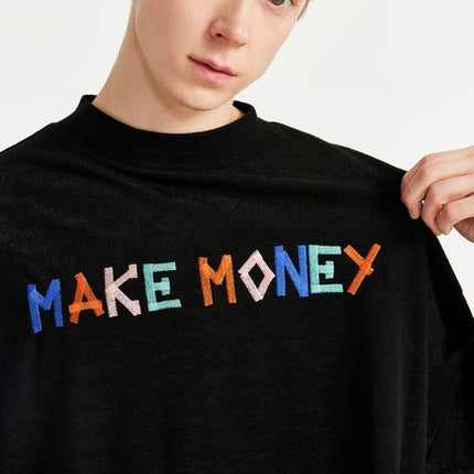 Camiseta extragrande "GANA DINERO" - Camiseta urbana con diseño bordado