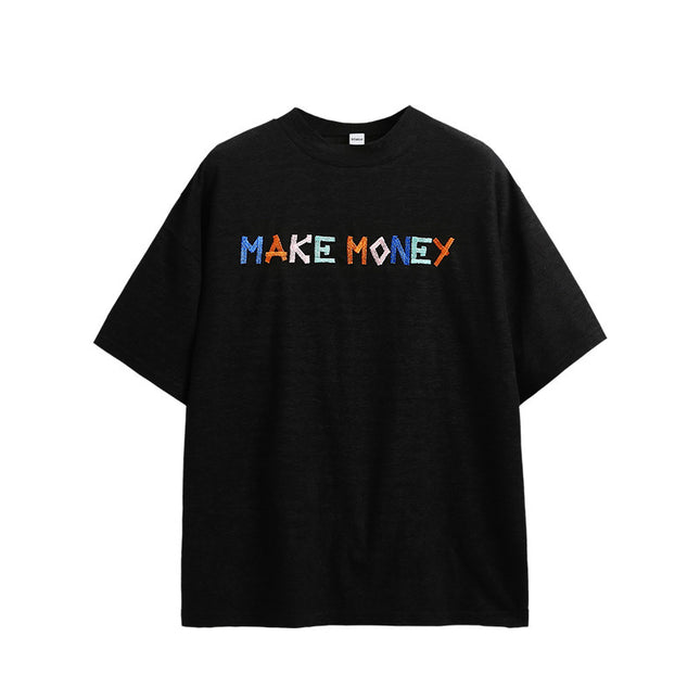 Camiseta extragrande "GANA DINERO" - Camiseta urbana con diseño bordado